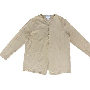 Emanuel Ungaro Women’s Silk Long Sleeve Blouse Tunic Tan Beige Size 10